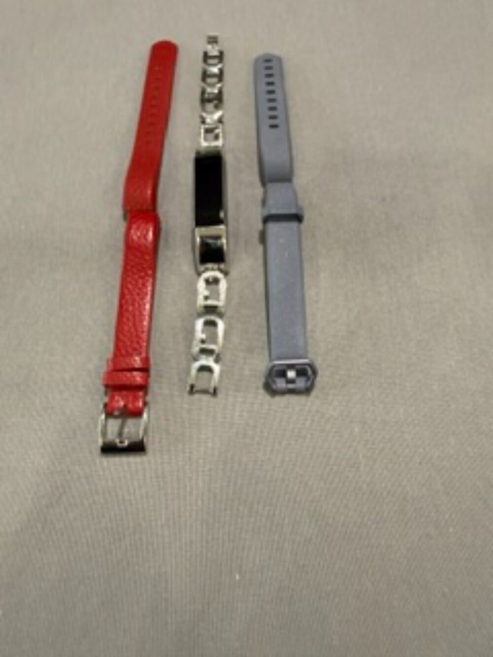 Fitbit Alta HR Version 1 Ladies Large w/Sliver Metal Band & Red Leather & Grey